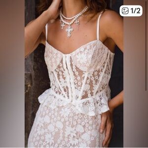 12th Tribe Ivory Lace Corset Top